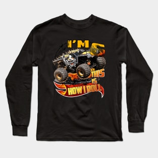 6Th Birthday Boy Monster Truck 6 Years Old For Kids Long Sleeve T-Shirt